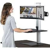 Victor High Rise Electric Sit-Stand Standing Desk Converter with Dual Monitor Stand - Height Adjustable Office Desk Workstation for Home, 28" x 23" Work Surface, Black