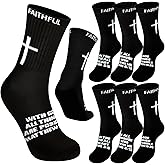 Glitopper 6 Pairs Christian Cross Socks with Bible Verse Religious Jesus Faithful Prayer Sock for Men Women Youth Church Gift