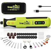 SnapFresh 8V Cordless Rotary Tool Kit, 28, 000 RPM, 46 Accessories | Lightweight Engraving Pen, 5-Speed, LED Light, 80-Minute Runtime &amp; Speed Memory for 3D Printer Sanding, Engraving &amp; Polishing
