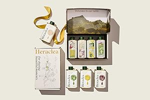 Heraclea Extra Virgin Olive Oil, Organic Olive Oil, Extra Virgin, Cold Pressed, Polyphenol Rich Olive Oil, Aegean Flavors Gift Box, Infused Olive Oils Gift Set, Four 5.9oz Bottles