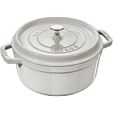 Staub Cast Iron 7-qt Round Cocotte - White Truffle, Made in France | The only Dutch oven you’ll need, generously serves 5-7
