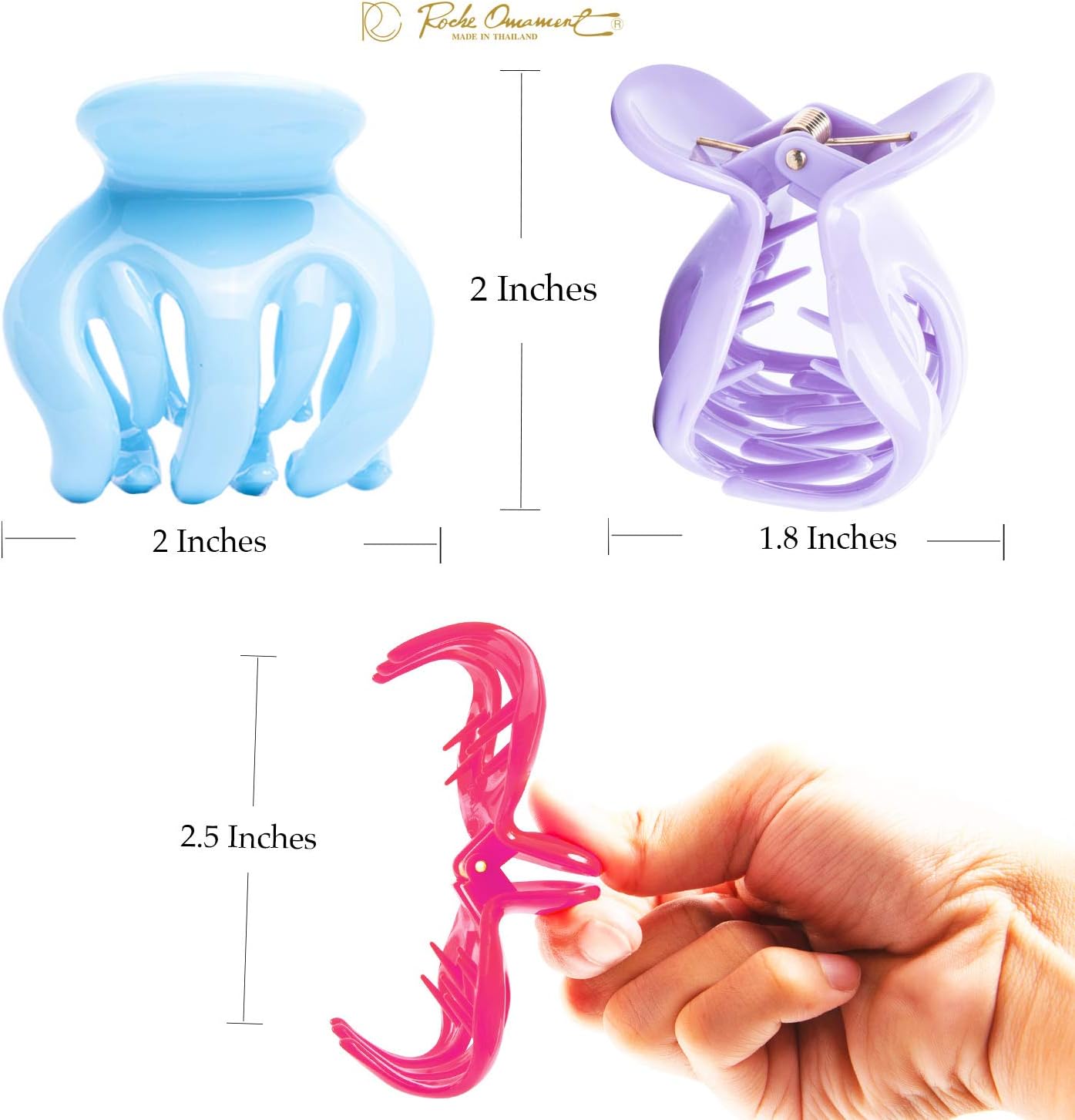 RC ROCHE 6 Pcs Octopus Hair Claw Clip for Women Thick Hair Round Jaw Pumpkin Jumbo Extra Big Cute Slip Secure Grip Strong Classic Clamp - Image 5