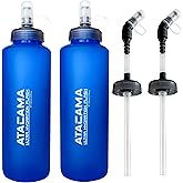 MyBand Atacama Ultra Hydration Soft Flask - Running Water Bottle - 750ml/25oz Capacity - Leak Proof Collapsible Bottles – Food Grade TPU Material - Wide Cap Opening & Straw Cleaner - Pack of 2
