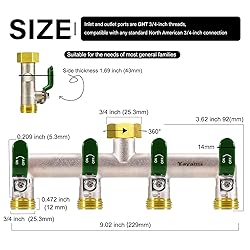 Yayamz 4 Way Garden Hose Splitter, Heavy Duty Brass