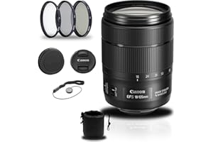 Canon EF-S 18-135mm f/3.5-5.6 is USM Lens (1276C002) + Filter Kit + Lens Pouch + Cap Keeper + Cleaning Kit + More (Renewed)