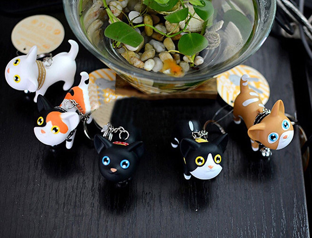 JOYJULY Cat Kitten Keyrings Key Chains for Car Keys Kawaii Adorable Bag Pendant Toy,Gift Idea for Girls, Women and Men: Office Products