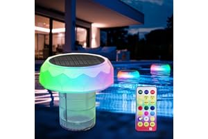 BASON LIGHTING Floating Pool Lights, Solar Pool Lights That Float, Waterproof Color Changing Outdoor Pool Lights with Chlorine Tablet Floater Box for Swimming Pool, Party,Outdoor Decor.
