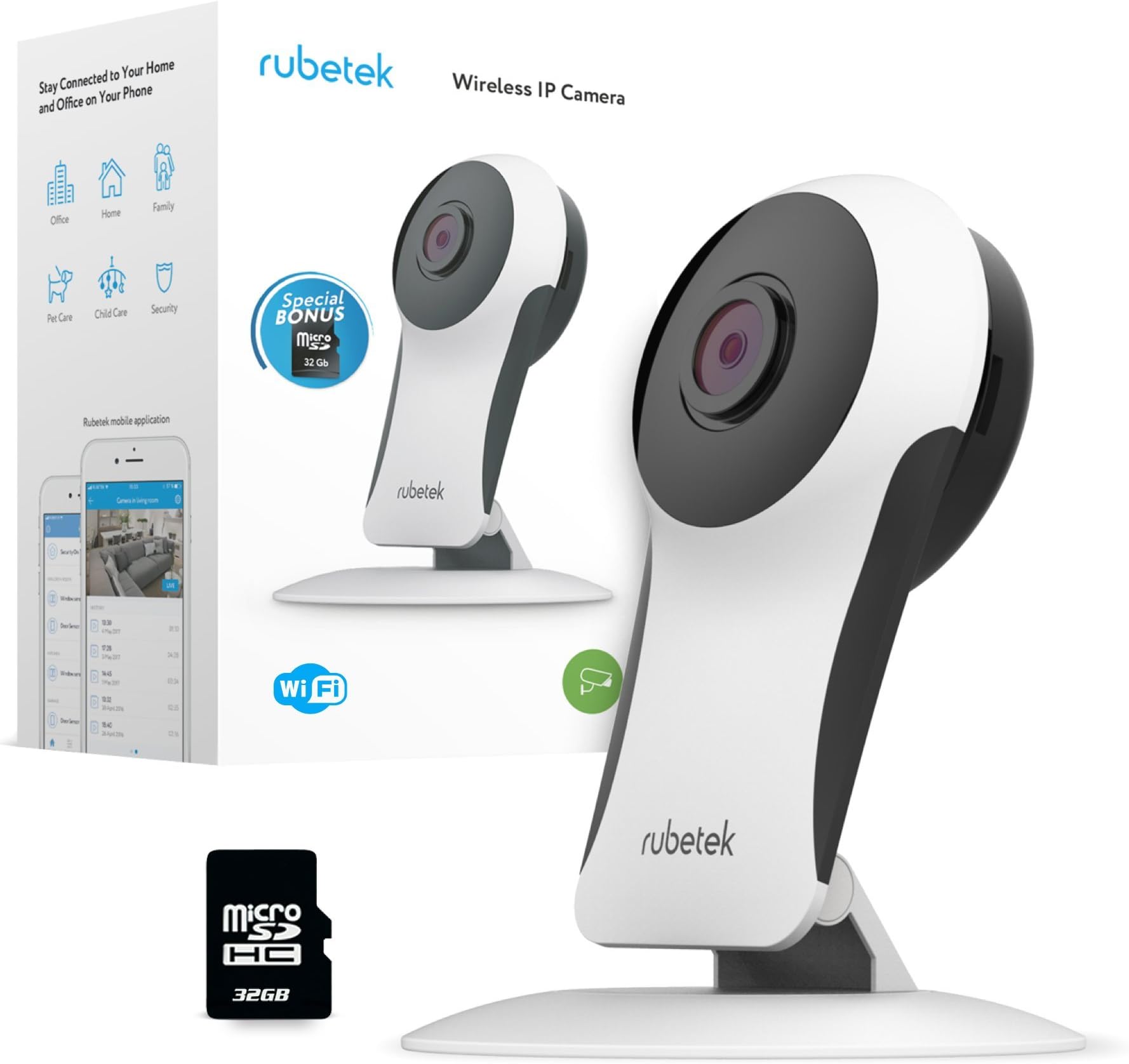 Rubetek WiFi Home Security Camera HDWireless Security IP Camera with
