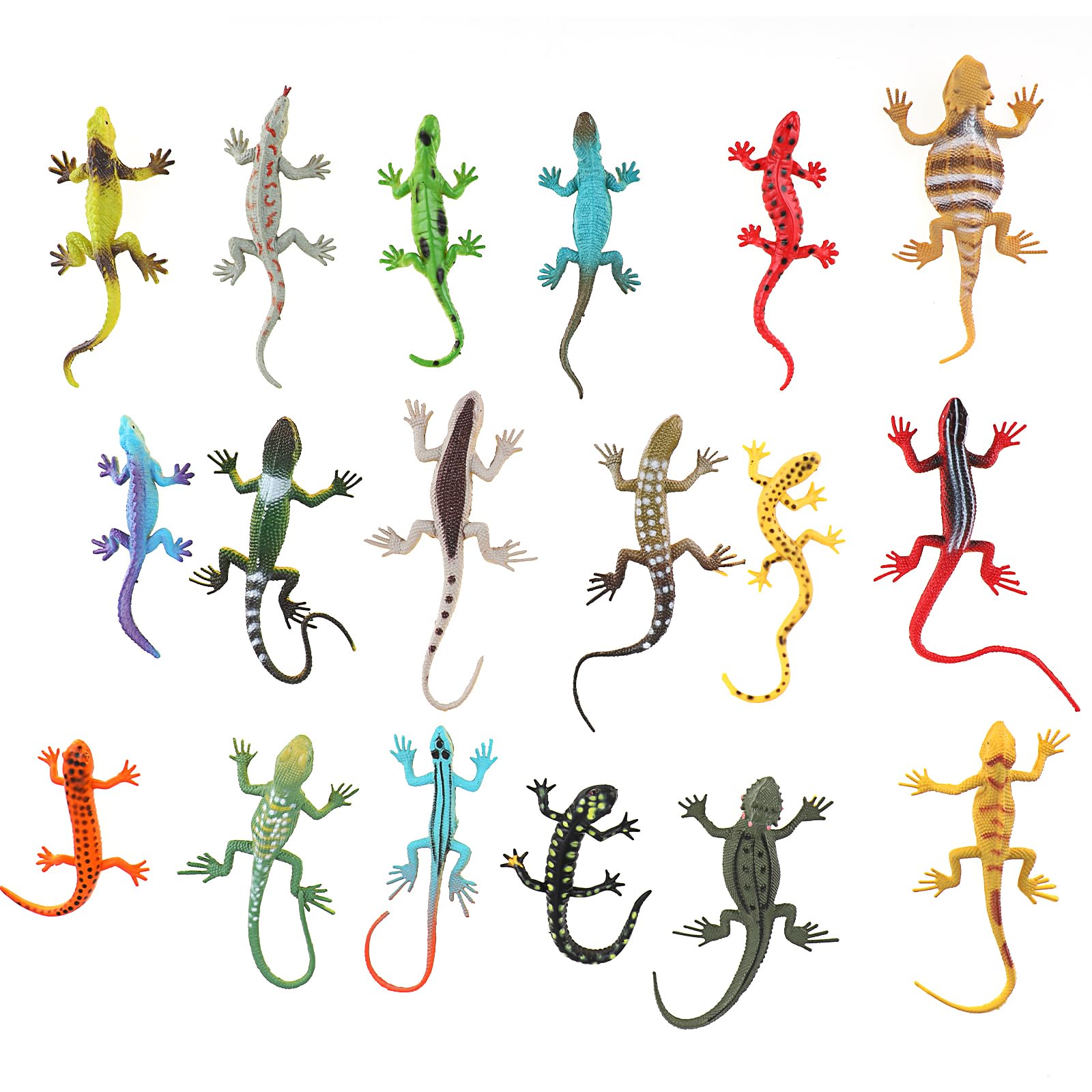 Thinp 18pcs Lizard Figurine,Fake Lizard Colorful Plastic Lizard Toy Reptile Lizard Animal Toys 18 Styles Lizards Diorama Toy Realistic Lizard Toy Artificial Lizards Model Reptile Toy Kids Gift