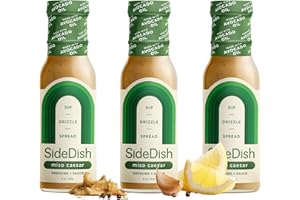 SideDish Miso Caesar Dressing (Pack of 3) – Seed Oil Free Salad Dressing Made w/Avocado Oil – Refined Sugar Free, Dairy & Gluten Free Dip & Marinade – Paleo Honey Mustard Dressing for Dips, Sauces