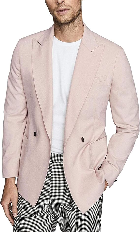 Amazon ダブル ブレザー メンズ カジュアル テーラードジャケット おおきいサイズ 紳士 ピンク コート ジャケット 通販