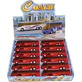 Big Coach Bus, Red - Showcasts 9803DBG - 6 Inch Scale Set of 12 Diecast Model Buses