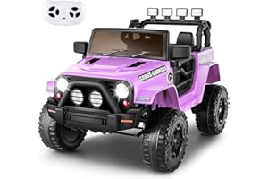 Hikole Ride on Car, 12V Battery Powered Truck with Remote Control, Spring Suspension, Headlights, Music, Horn, MP3, USB & Aux Port, Electric Car for Kids Boys Girls, Purple