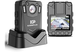 KAMMPLUS KP20 2.5K Body Camera,1512P, H.265,128G Memory, Night Vision, 60FPS,GPS, 2 Inches LCD Screen, 14 Hour Battery - Ideal for Daily Record, Service, Delivery,Police Body cam (128GB)