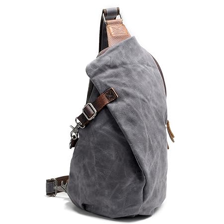 Neuleben Wasserdicht Schulterrucksack aus Canvas Vintage Unisex Herren Klein Sling Rucksack Schultertasche Umhängetasche Outd