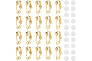 20pcs Clip-on Earring Converters, Non-Pierced Ear Clips with 20 Silicone Ear Pads Comfortable Earring Backs for Women (Gold)
