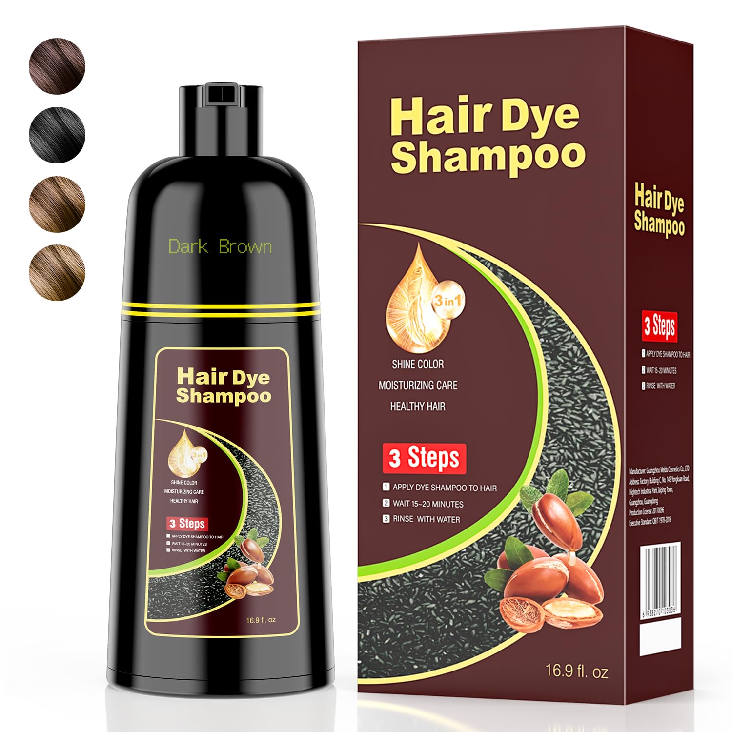 Photo 1 of **FACTORY SEALED** KAISASA Dark Brown Hair Dye Shampoo 3 in 1?Argan Herbal Hair Color Shampoo Covers Gray Hair for Women and Men (16.9 fl.oz Dark Brown)