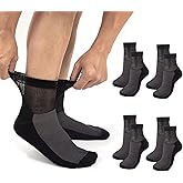 NCHEMDL Diabetic Socks for Men Women,Non Binding Diabetic Ankle Neuropathy Socks,Loose Wide Top,4 Pairs,XX-Large 12-15