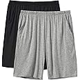 JINSHI Men’s Pajama Shorts Soft Comfortable Lightweight Elastic Drawstring Men Lounge Sleep Shorts with Pockets