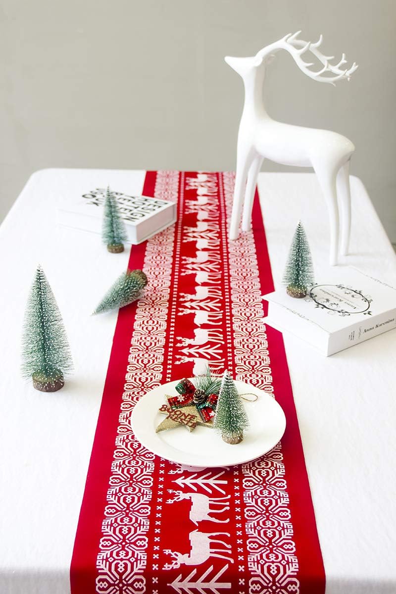 ENTHUR 2025 Christmas Table Runners Printed Linen Table Lines for Xmas Holiday Season Home Table Christmas Decoration 12 x 108 Inch/ 28 x 270cm - Image 4