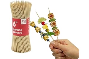 Gusto [6 Inch - 100 Count] Bamboo Skewers for Shish Kabob, Grilling, Fruits, Appetizers, and Cocktails - Formerly Comfy Packa