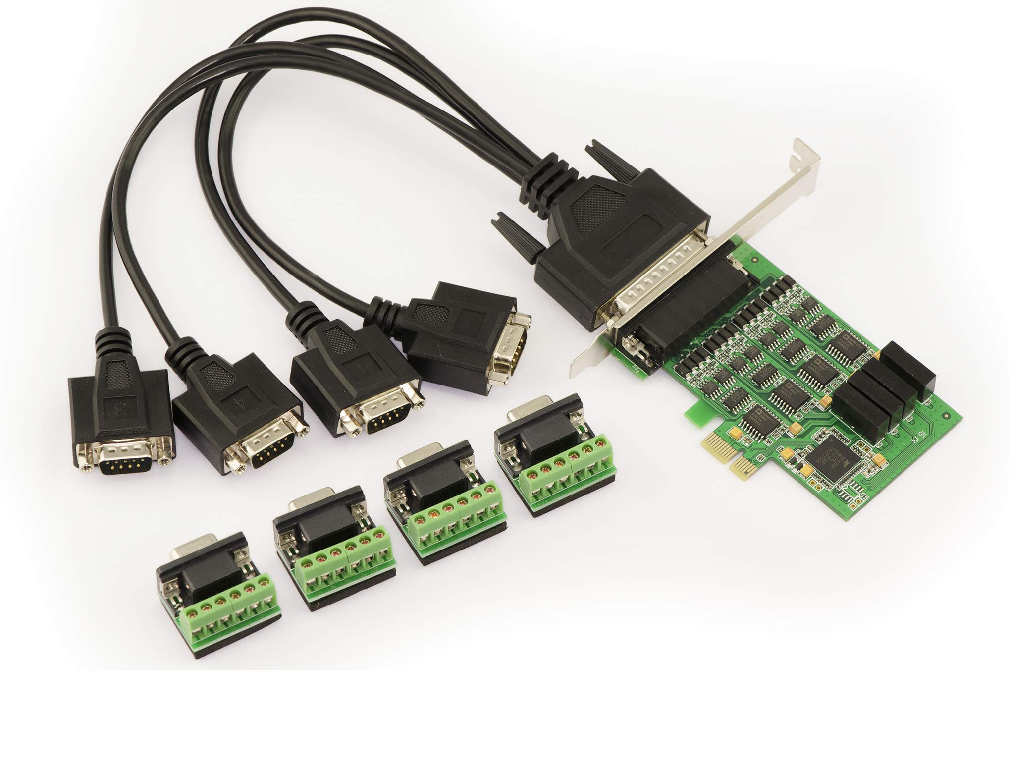 KALEA-INFORMATIQUE 4-Port RS422 RS485 controller card on PCIe slot with EXAR XR17V354 Chipset - With RS-422 RS-485 terminals