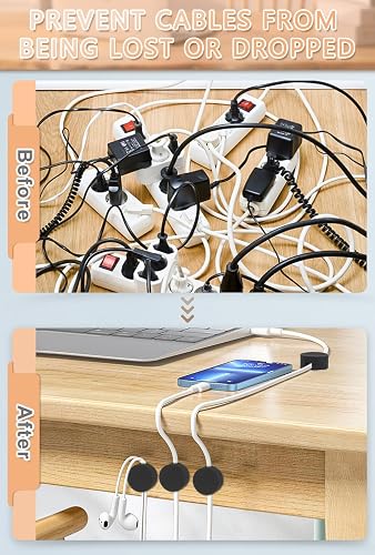 30-Pack Adjustable Cable Clips - Cord Organizer With Adhesive Back, Medium Size For Wires & Cables (Black)