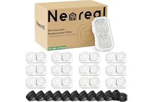 Neareal Official 12-Pack Replacement Filters and Pre-Filter Sponges for 108 oz / 3.2 L Stainless Steel Cat Water Fountain