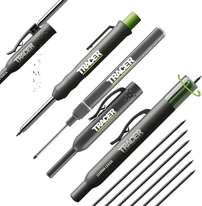 Tracer Deep Hole Construction Pencil Pen Kit 6 Leads Site Holsters Carpenter