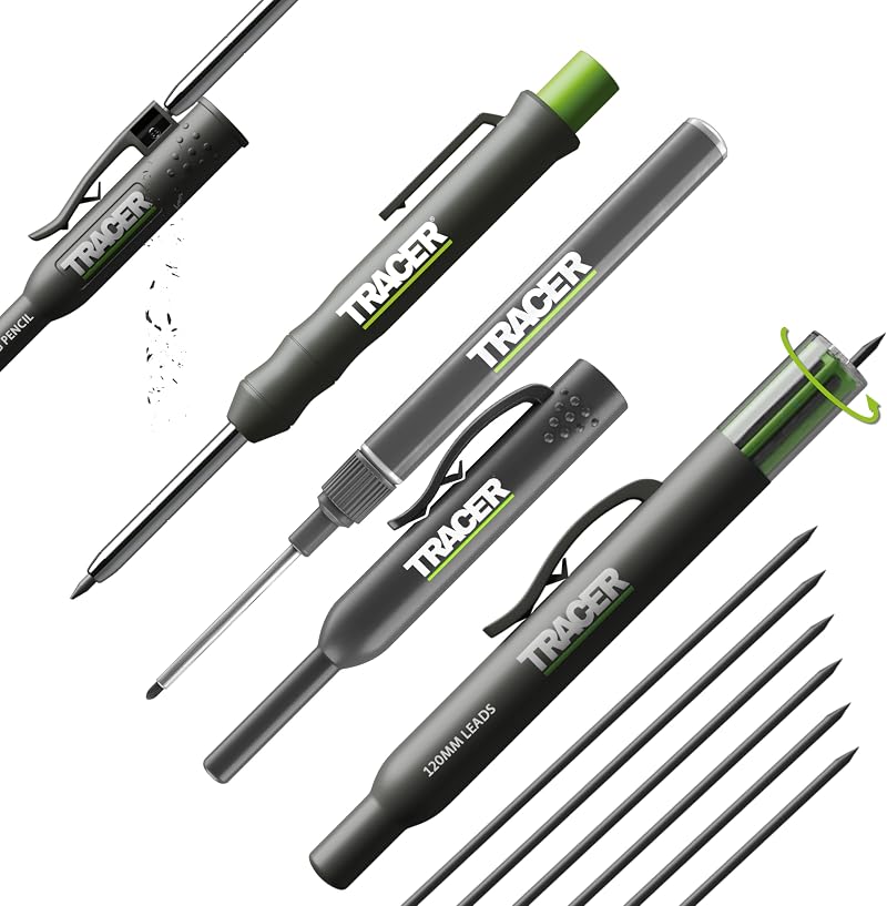 Tracer Deep Hole Construction Pencil Pen Kit 6 Leads Site Holsters Carpenter
