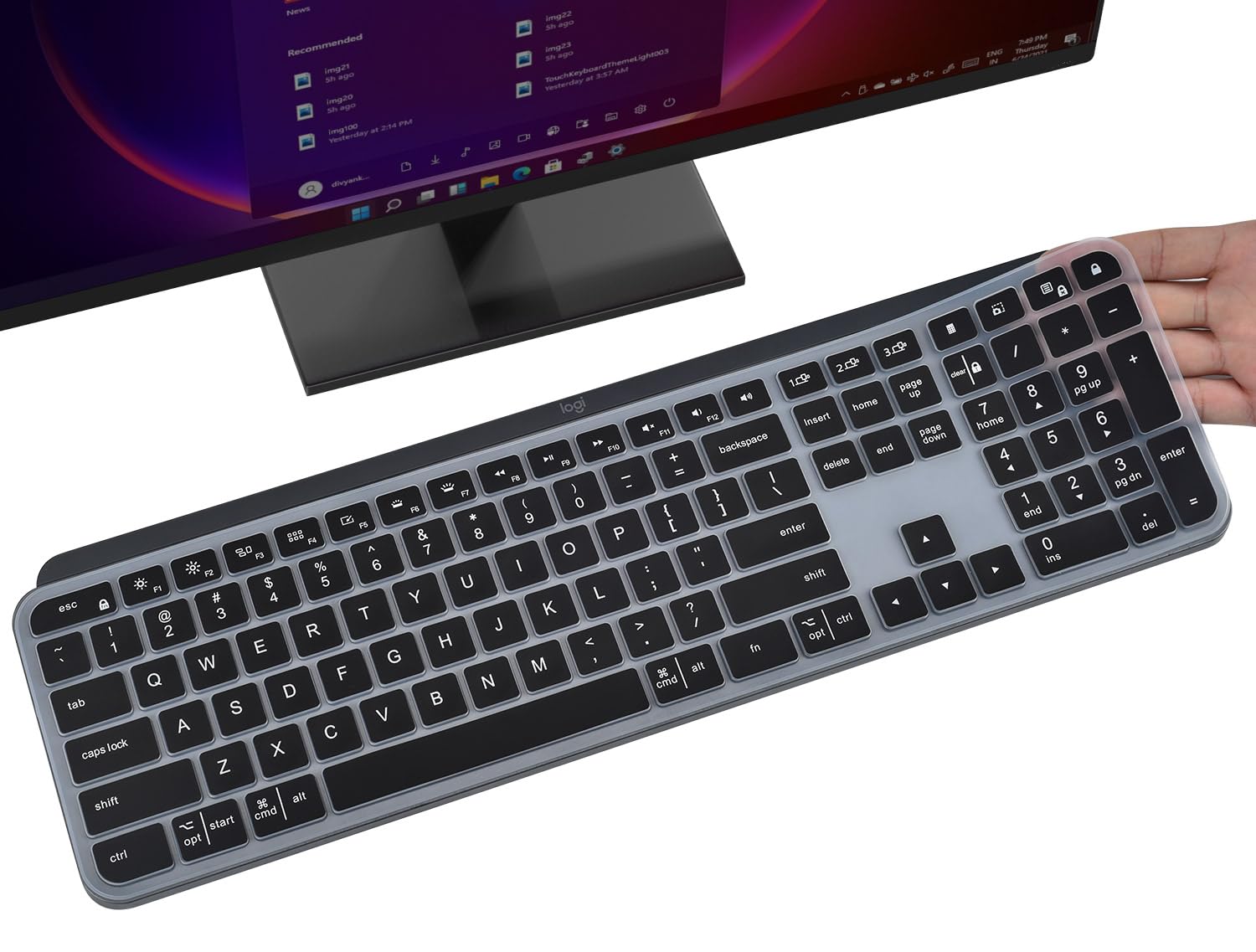 Photo 1 of Keyboard Cover Skin for Logitech MX Keys S & MX Keys Advanced Illuminated Wireless Keyboard, Logitech Craft Advanced Wireless Keyboard Protector, MX Keys S Silicone Protective Skin, Black