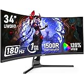 Gawfolk 34 Inch Ultrawide Curved 180Hz Gaming Computer Monitor,1500R PC Screen 21:9 UWQHD (3440x1440),128% sRGB,Adaptive Sync