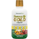 NaturesPlus Source of Life Gold Multivitamin Liquid - 30 oz - with Vitamins D3, B12 & K2 - Blood, Bone & Immune Support - Vegetarian & Gluten Free - 30 Servings