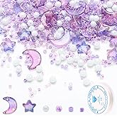 MWRDSM 2200pcs Star Moon Beads,Seed Glass Beads for Jewelry Making Pearl for DIY Making Jewelry DIY Craft Bracelets Necklaces Earrings with Elastic String (Purple)