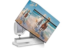 Kathyboom Sea Horse Sewing Machine Dust Cover Protective Cover with Essentials Pockets for Sewing Accessories Home Decor