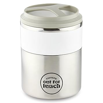 Pioneer Thermo-Speisebehälter 1,5 L Edelstahl Doppelwandig 2-in-1 mit Extra Breiten Öffnung, Isolier Lunch-Box für Suppe/Esse