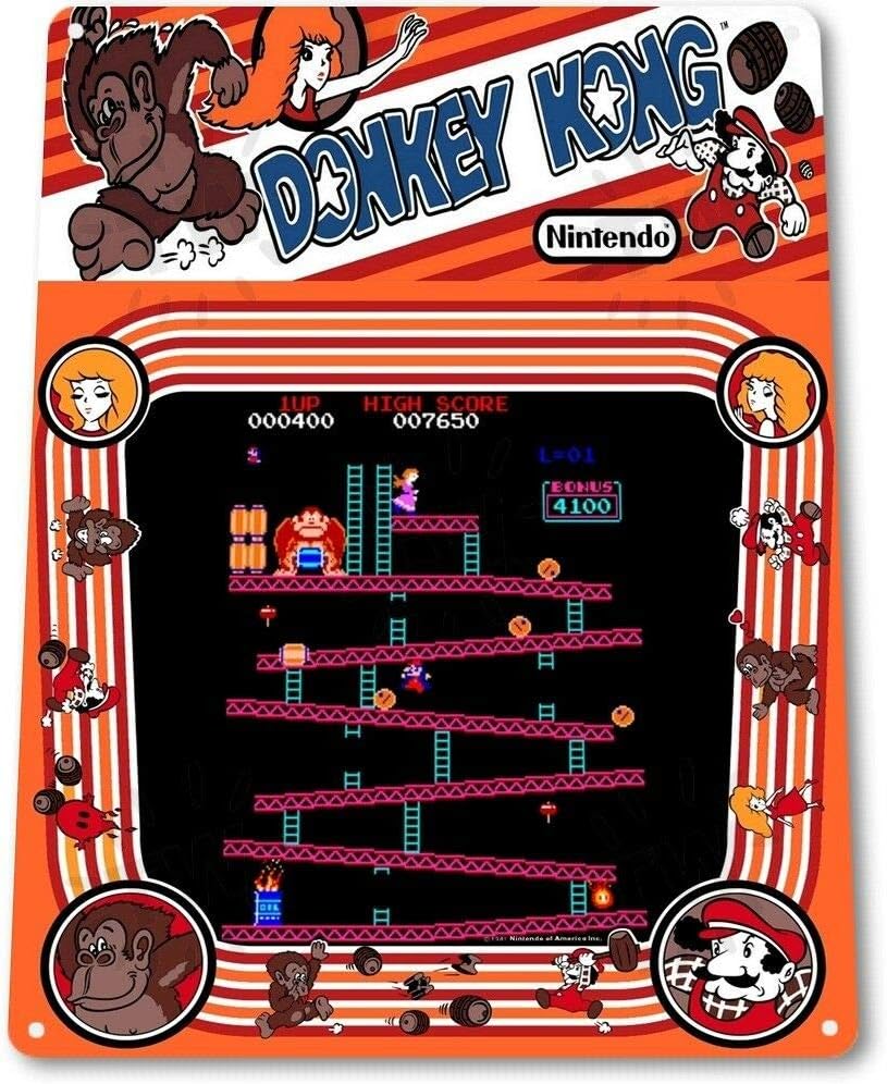 Targa Metallica Vintage Saraheve Dig-Dug 20x30 Cm - Decorazione Da Parete Per Game Room E Man Cave