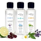 MAISON BERGER Lampe Berger Refill, 3 x 250 ml, Fresh Trio | Three 250 ml Catalytic Lamp Refills: Ocean Breeze, Fresh Linen, Lemon Flower; Made in France