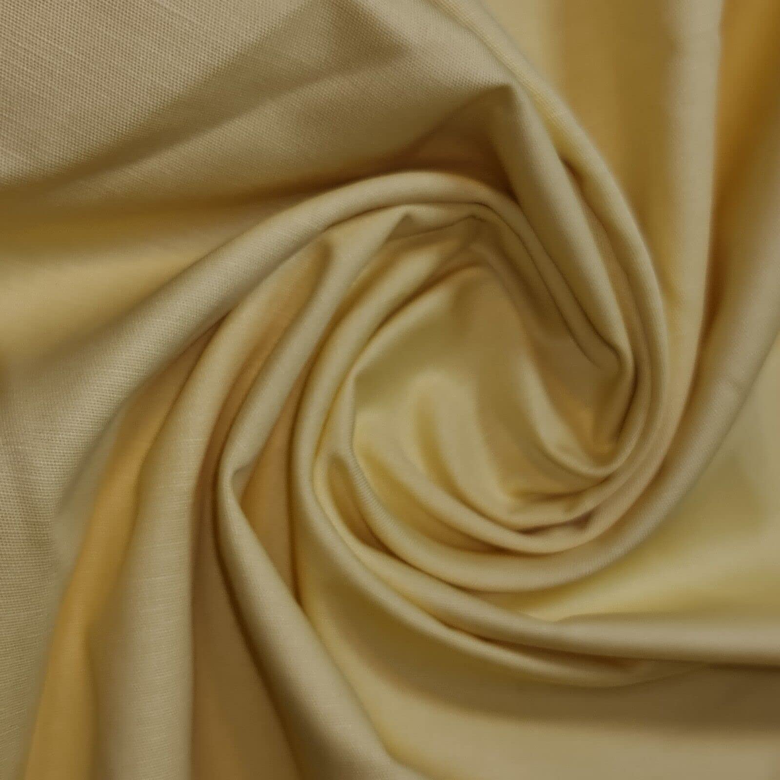 100% Cotton Rich Linen Poplin Dress Craft Fabric Material 58" - 150 cm Wide Sold As 1 Meter Pre - Cut Lengths (Available in 13 Colours) (Pale Yellow)