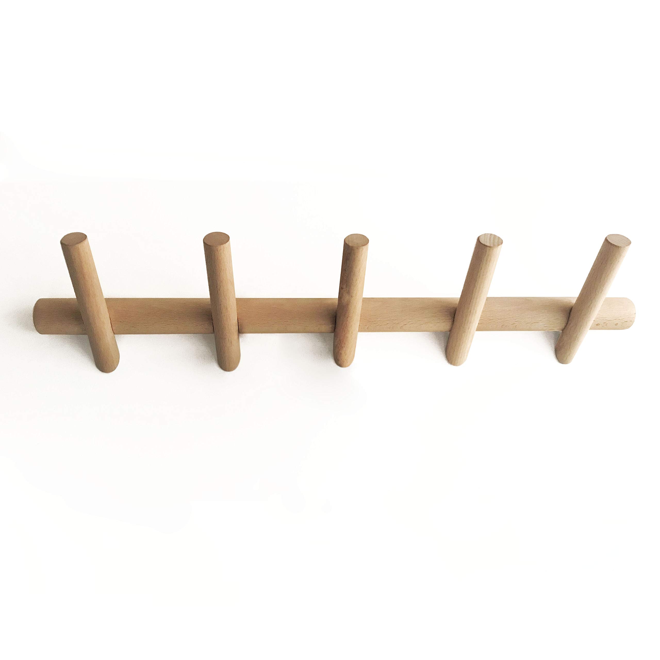 anaan Branch Floating Coat Rack 5 Wall Coat Hooks Wood Space Saving Clothes Hanger Rack Holders Wall Mounted Design Hanging Organiser for Coats Scarfs Purses 19.7 inch