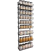 SWOMMOLY Adjustable Wall Mount Spice Rack, 9-Tier Dual-use (Multi-use) Organizer, Black