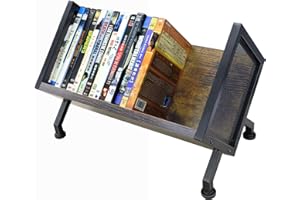 PUTNATRUE DVD & CD Storage Rack, Blu ray Storage Shelve Holds Up To 28 DVD Cases, Wooden Media Holder also Used for CDs, Video Game, Vhs Taps Storage, Retro Style Desktop organizer