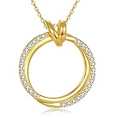 KZX Circle Necklace for Women 925 Sterling Silver Round Pendant Necklace Circle Jewelry Gifts for Women Lover Wife