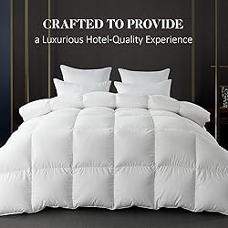 WhatsBedding White Feather Down Comforter Full