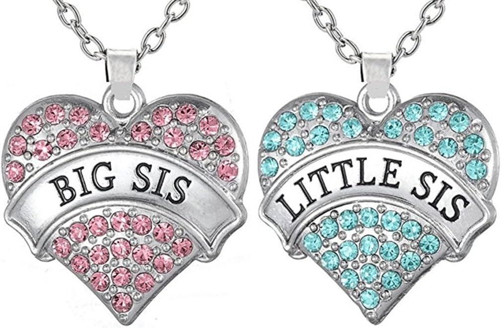 Mothers Day Jewelry Gifts, Mother Daughter Necklaces, Big Sis & Lil Sis Heart Necklace Set, Matching Sister Necklaces, Big & Little Sisters Jewelry