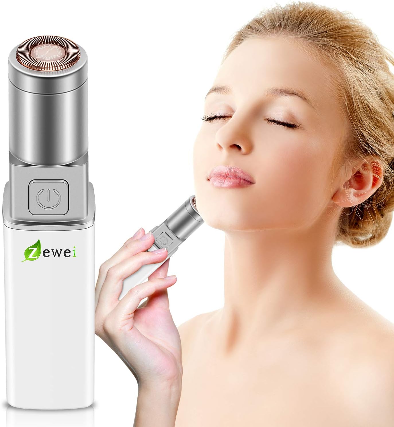 Facial Hair Removal for Women, Waterproof Painless Hair Remover Eyebrow Trimmer for Peach Fuzz, Chin Hair, Upper Lip Moustaches, Battery-Operated Lipstick Design