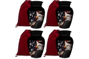 Honorary Memorials Patriotic Hearts Eagle Keepsake Box with 4 Keepsake Urns for Human Ashes - Handmade Cremation Urns - Adult Burial Urn - Small Urns for Human Ashes
