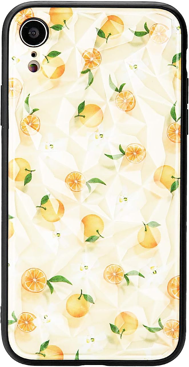 FUZVOL Designed for iPhone XR Case, Cute 3D Diamond Orange Fruit Pattern Slim Protective Cases for Women Girls, Hard PC Shell Phone Cover Compatible with iPhone XR 6.1inch