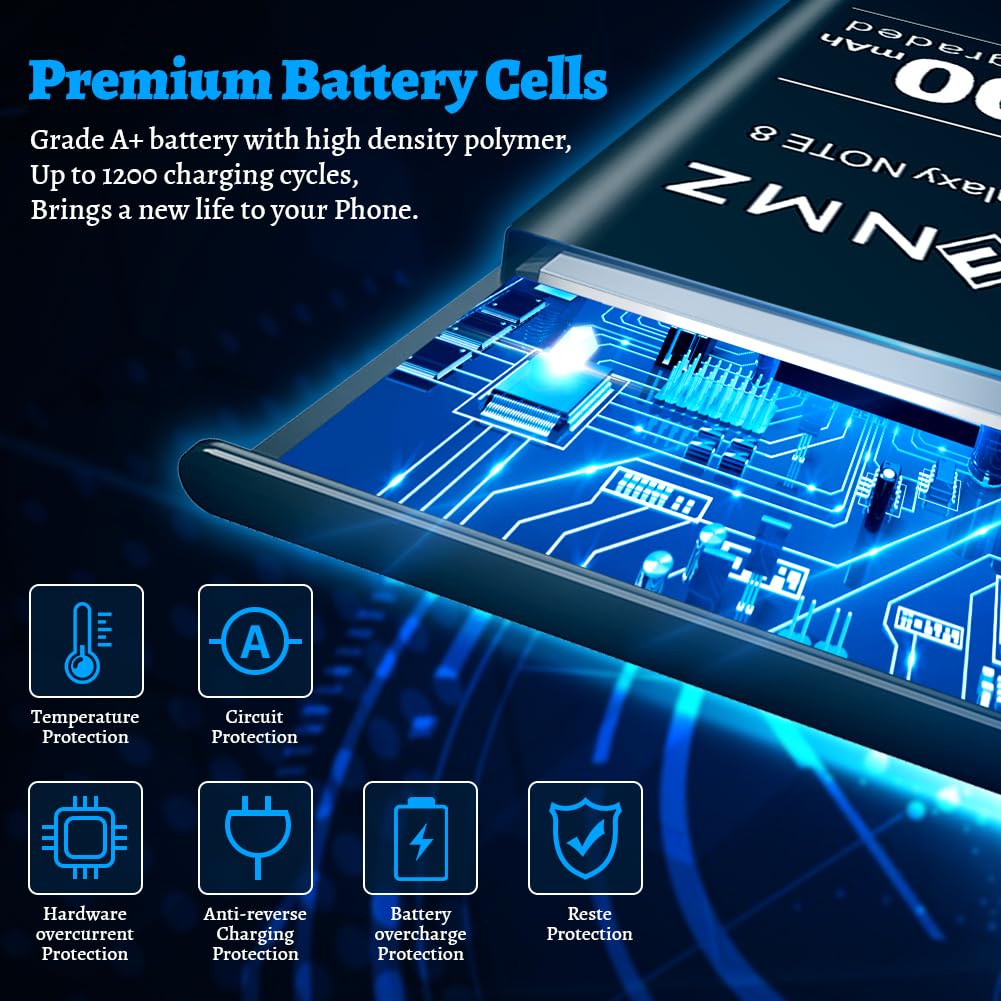 Galaxy Note 8 Battery, (2025 New Upgrade) 6000mAh High Capacity Li-Polymer Replacement Battery for Samsung Galaxy Note 8 SM-N950 N950T N950A N950P N950V N950R4 with Full Repair Tool Kits