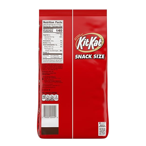 KIT KAT MILK CHOCOLATE WAFER SNACK SIZE, CANDY BAG, 32.34 OZ (66 PIECES)